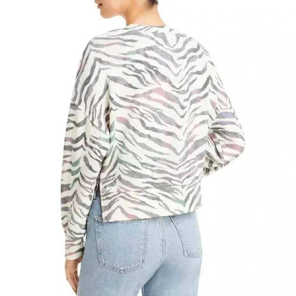 💎HP ✨ RAILS Marlo Animal Zebra Print Side Zippers Sweatshirt Size XS Ivory NWT - Picture 2 of 11